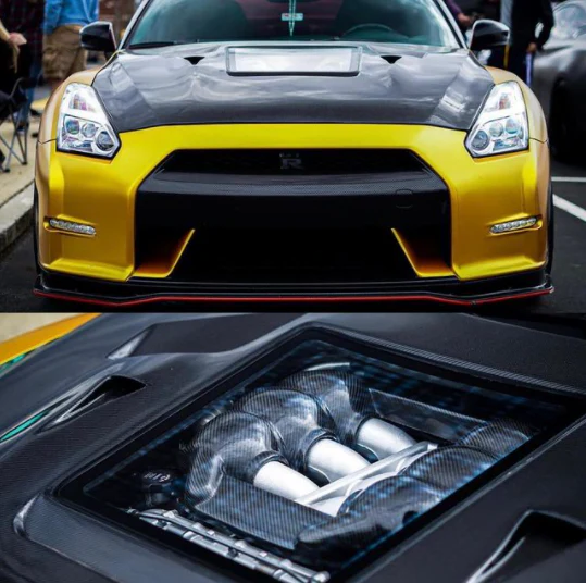 CMST Tuning Nissan GTR GT-R R35 2008-2016 Carbon Fiber Tempered Glass Transparent Hood Window See Through - Image 3