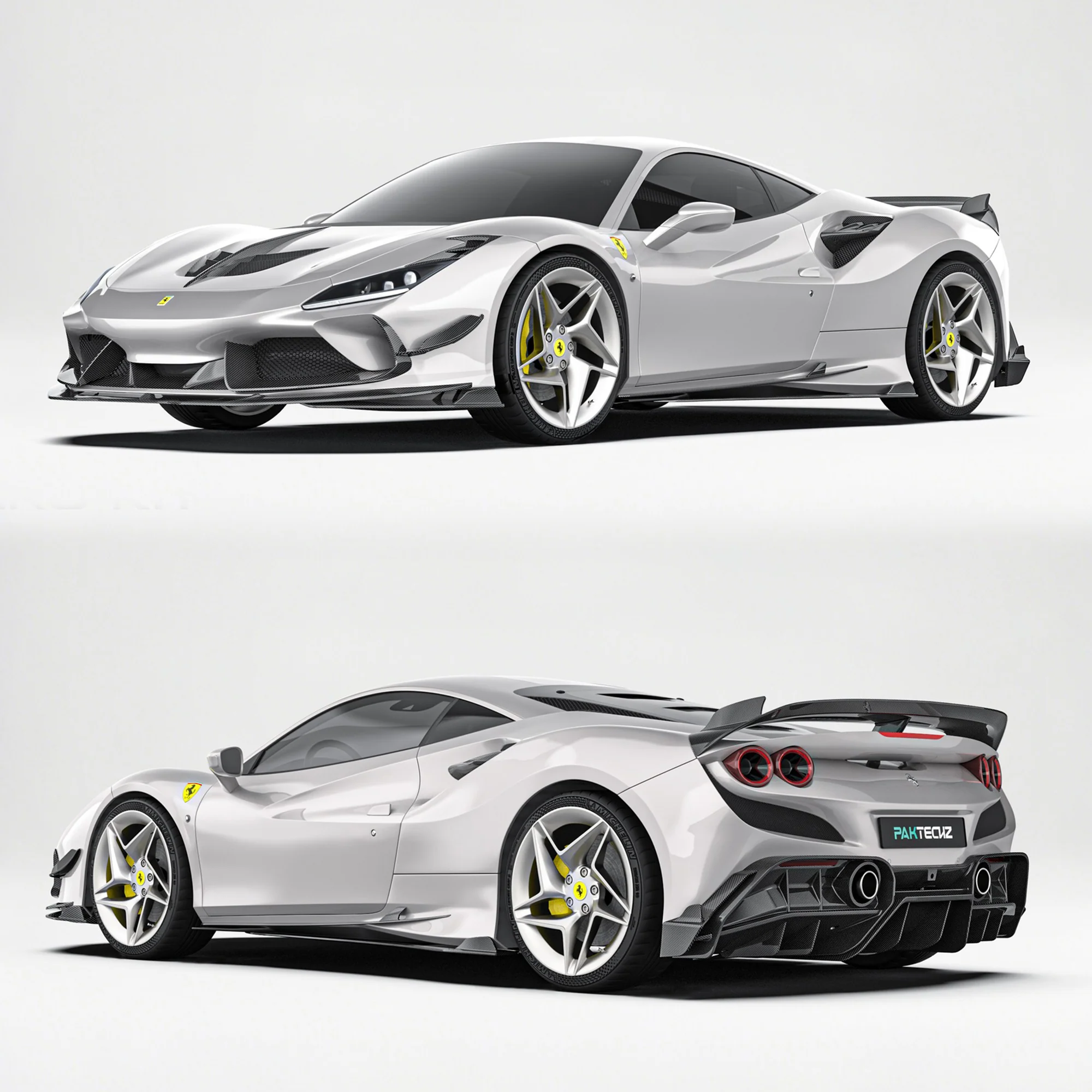 Ferrari F8 Paktechz Full Dry Carbon Aerodynamics kit - Image 2