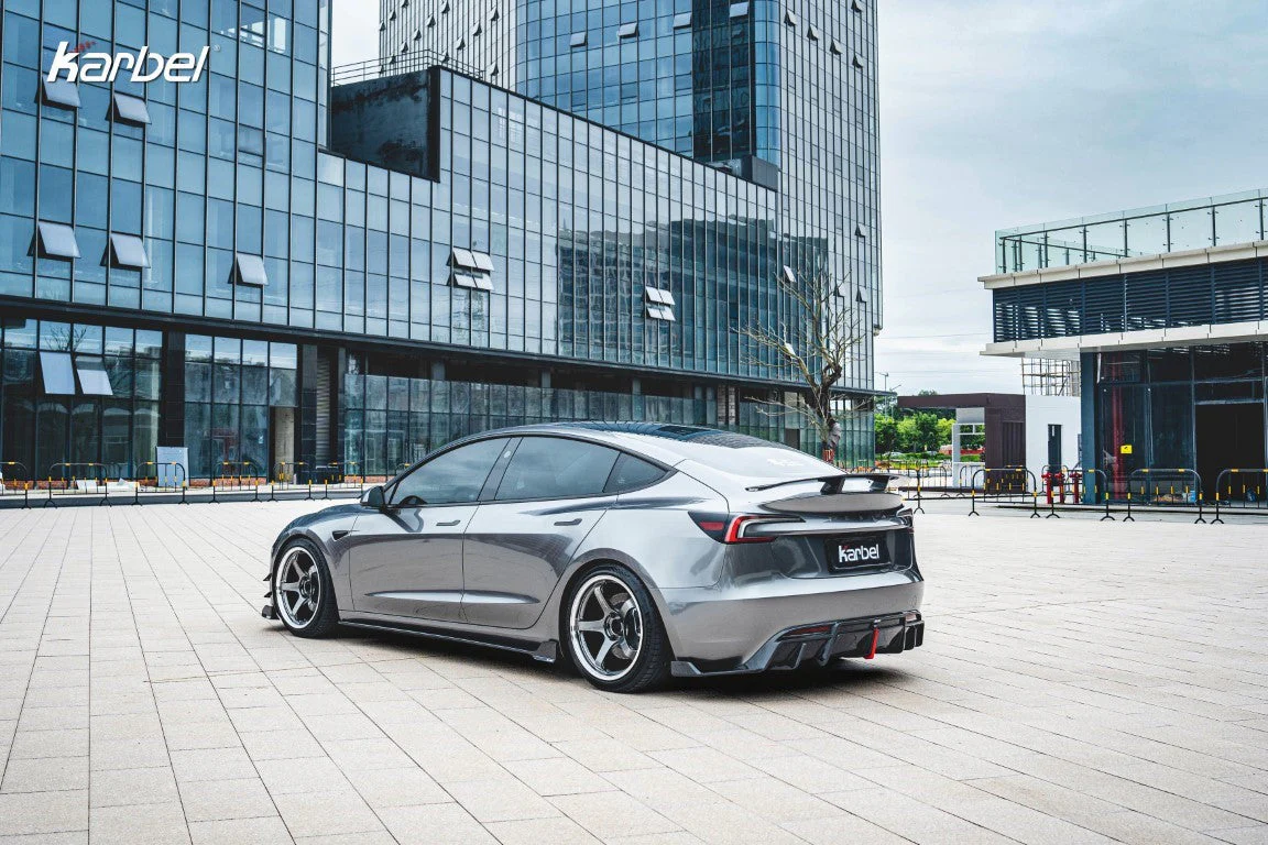 Karbel Pre-preg Carbon Fiber With Light Rear Diffuser & Canards for Tesla Model 3 Highland / P - Image 6