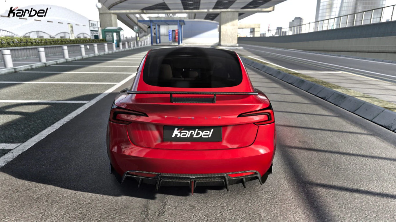 Karbel Pre-preg Carbon Fiber With Light Rear Diffuser & Canards for Tesla Model 3 Highland / P - Image 8
